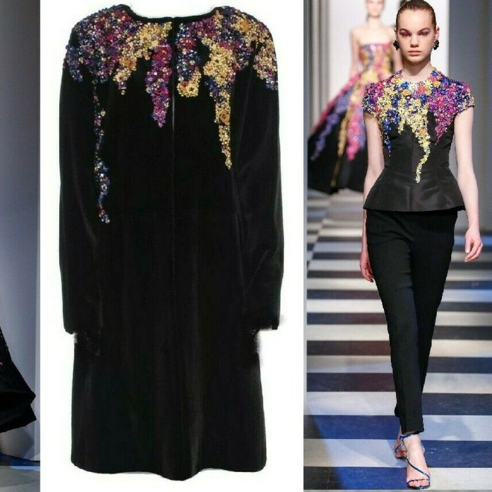 ●$29.990 OSCAR DE LA RENTA GENUINE BLACK SHARED MINK COAT EXCL BEAD SEQUIN L